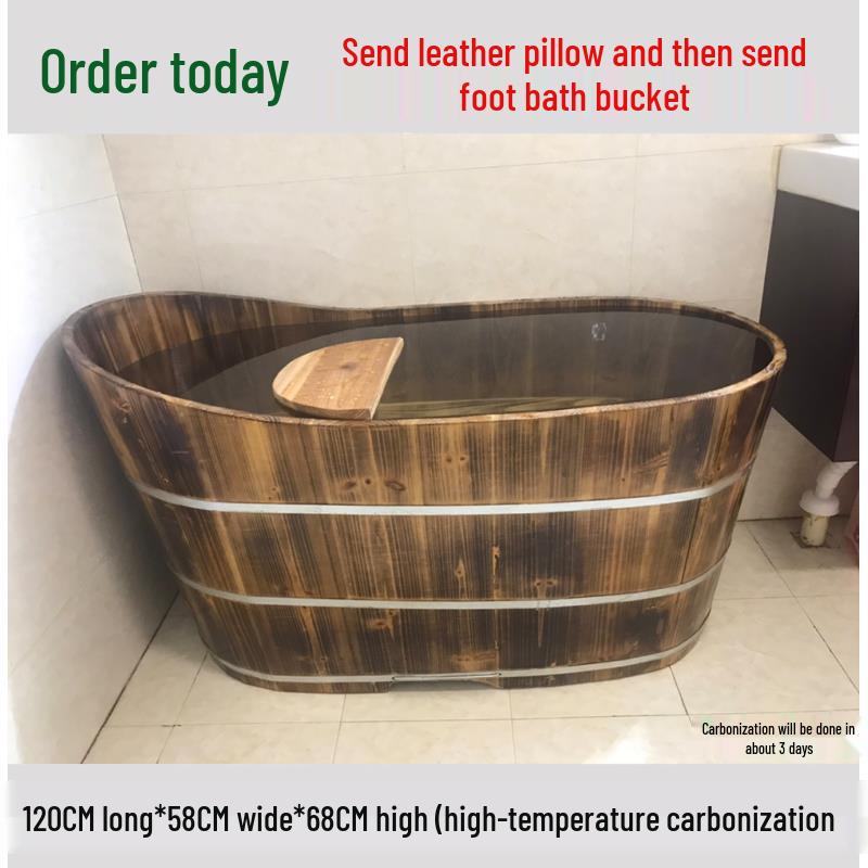 Wooden Adult Bathtub Bucket – Full Body Steaming Shower Basin