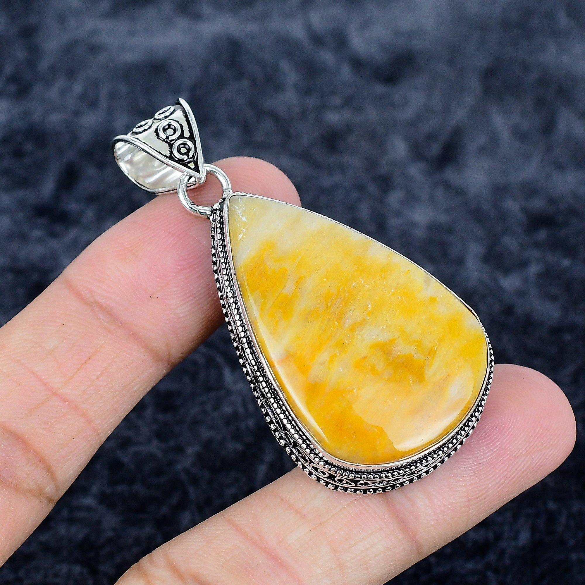 

Bumble Bee Jasper Gemstone 925 Sterling Silver Jewelry Pendant 2.32 MM-3392