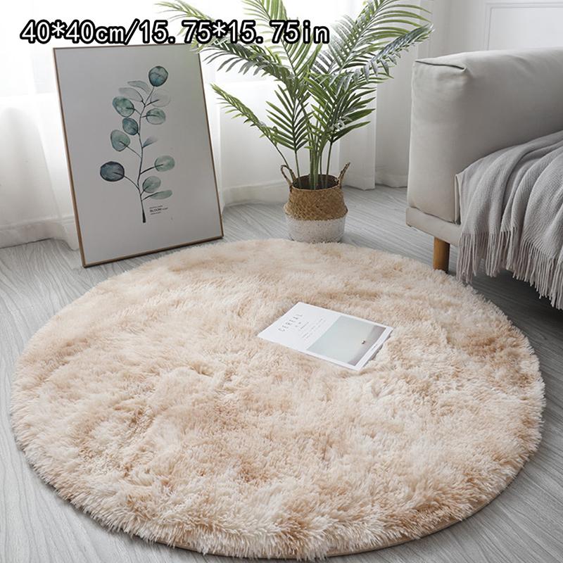 Luxury Round Soft Faux Sheepskin Fur Area Rugs Washable Wool Bedside Carpet