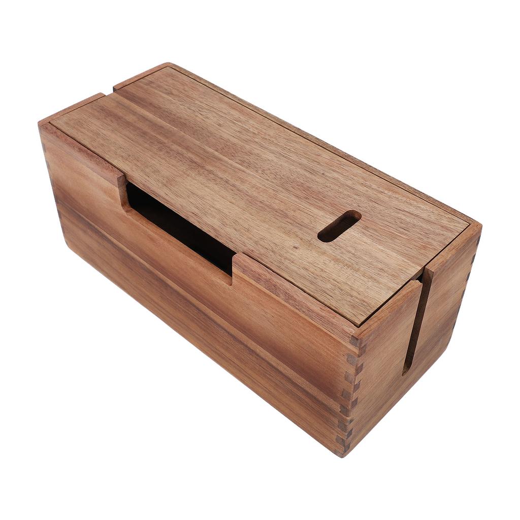 Wood Cable Management Box Wooden Cord Hider Organizer for Power Strip Electrical Hiding TV Wires Desk Floor Cables