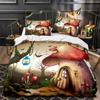 Mushroom Fairy Forest Magic Lilliputian Fungus Plant Bedding Set Boys Girls Twin Queen Size Duvet Cover Pillowcase Bed Boy Adult