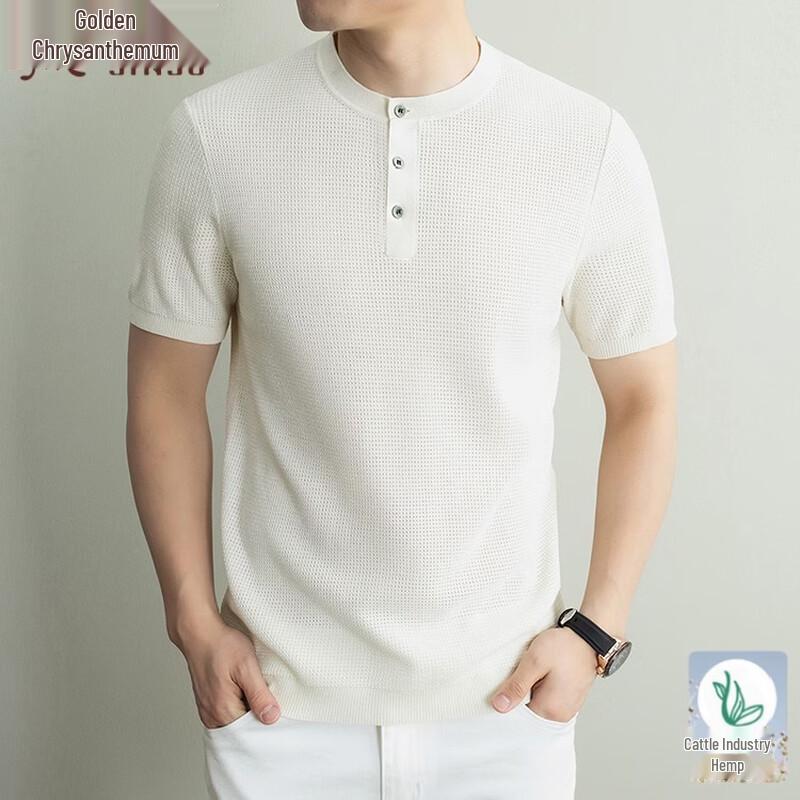 Men s Summer Linen Blend Short-Sleeve T-Shirt M
