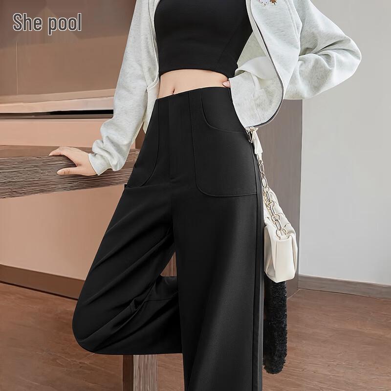 

Women s High-Waist Drape Wide-Leg Suit Trousers L
