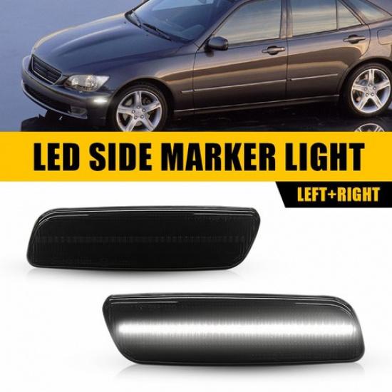 

2x Smoked Lens White LED Side Marker Parking Lights Lamps For Toyota Lexus Scion