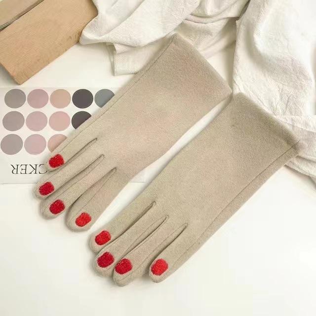 Fashion Nail Polish Gloves Grace Lady Winter Vintage Full Finger Glove Women Thick Driving Touch Screen Warm Mittens Female T124