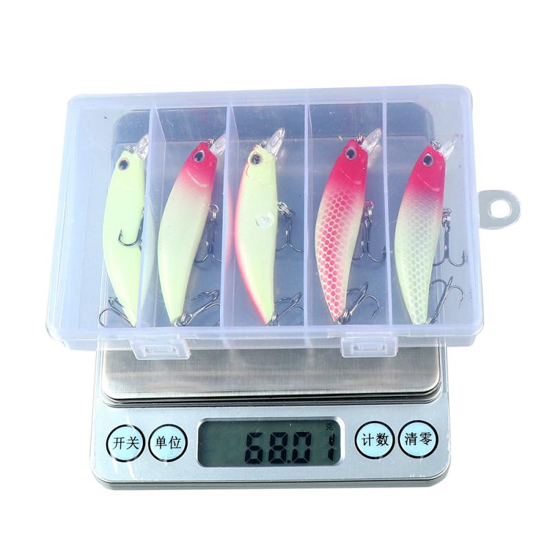 5PCSLuminous Minnow Set5g /6.5g /8g Sinking artificial bait for sea fishing of mackerel and bass