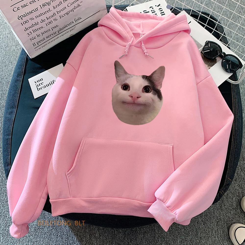 Meme Cats Hoodies Casual Kawaii Graphic Printing Sweatshirts Women/men Comfortable Fleece Soft Sudaderas Long Sleeve Girl Hoodie