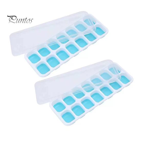

2 шт. силиконовый лоток для кубиков льда с прозрачной пылезащитной крышкой 14 полостей пищевой легкосъемный холодильник летняя форма для приготовления льда для коктейлей кухонные принадлежности 2pcs синий