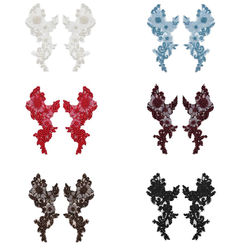 Solid Color Bead Embroidery Flower Cloth Sticker Lace Decoration Wedding Dress Skirt Clothing Diy Jewelry Accessories