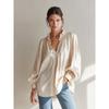 New Arrival Women’s V-neck Ruffled Long-sleeved Loose-fit Casual Shirt Top