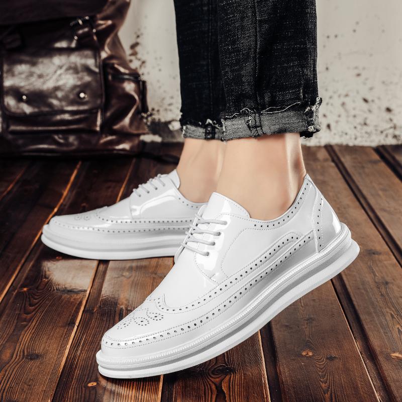 2024 New Men Dress Shoes White Leather Business Casual Shoes Brand Man Wedding Office Oxfords for Male Fashion Walking Footwear