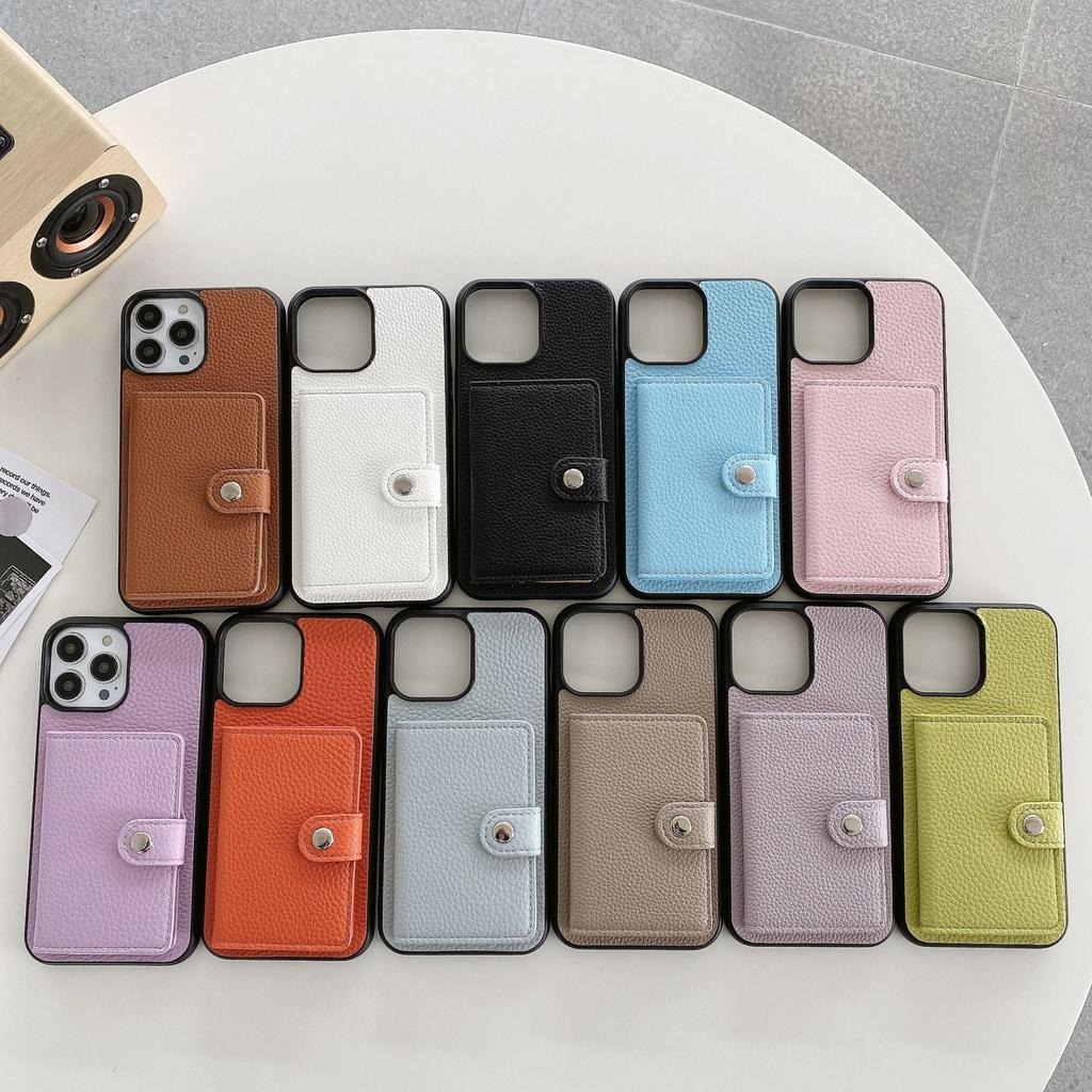 Applicable To Apple 14promax Mobile Phone Case iPhone13 Pro Lychee Pattern Left and Right Open Card Mobile Phone Case 12 Tide