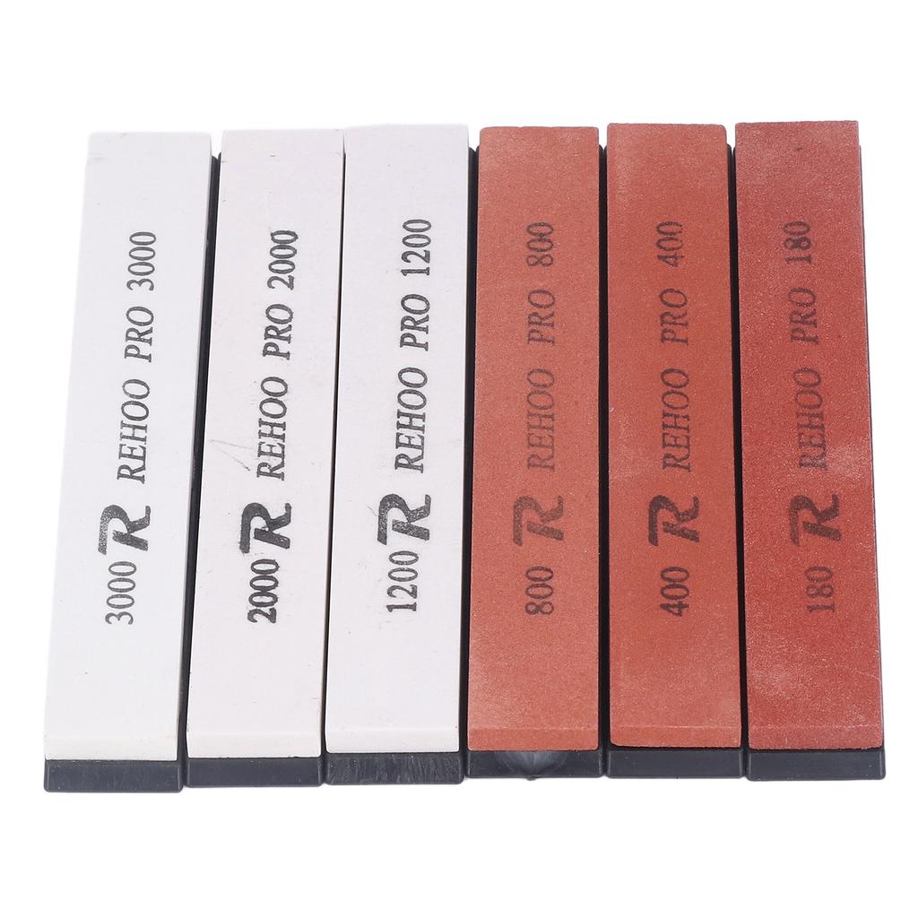 6pcs Whetstone White Corundum Multifunctional 80 400 800 1200 2000 3000 Grit Sharpening Stone Set for Kitchen