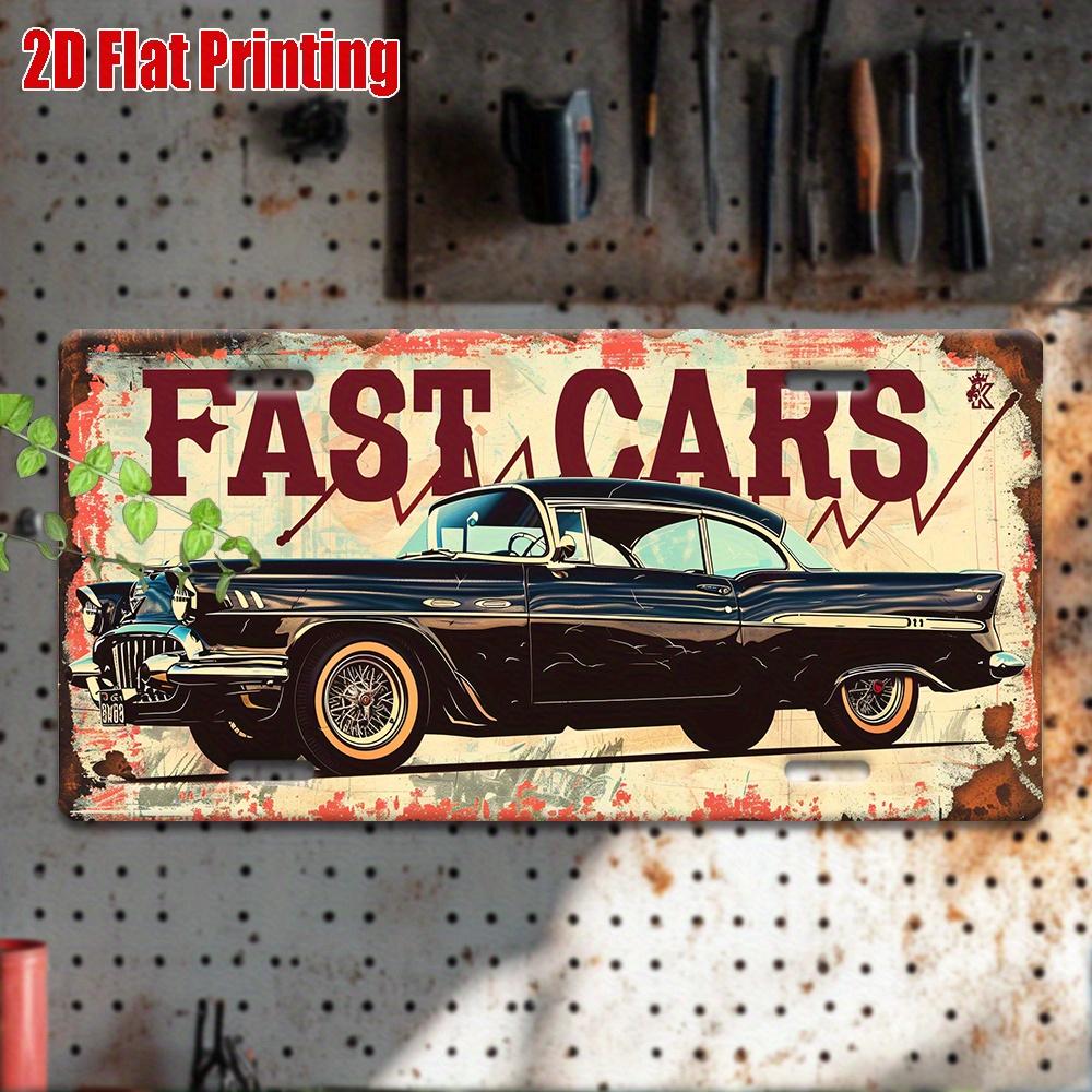 

D Flat Printing pc Vintage Metal Sign for Decorationg Only Outdoor Wall Art FAST CARS Classic Racing Scene Retro 15x30cm(5.9x7.8inch)