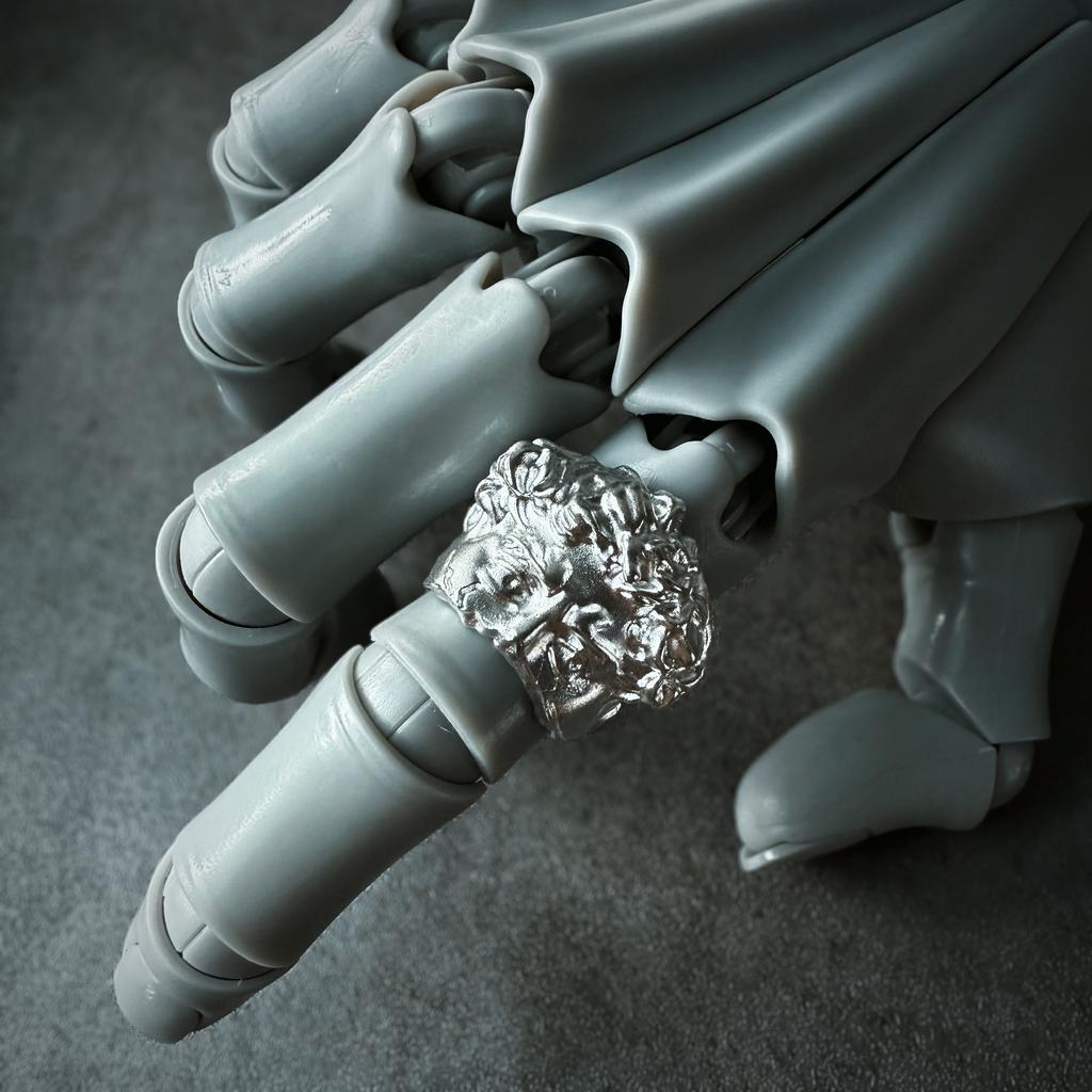 Retro Half Face David Adjustable Open Ring For Men Punk Gothic Edgy Copper Zircon Unisex Accessories Renaissance Art Gift