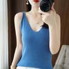 Women's V-Neck Cross-Stitch Knit Tank Top - Sleeveless, Sexy Loose Fit for Spring/Autumn 2025.