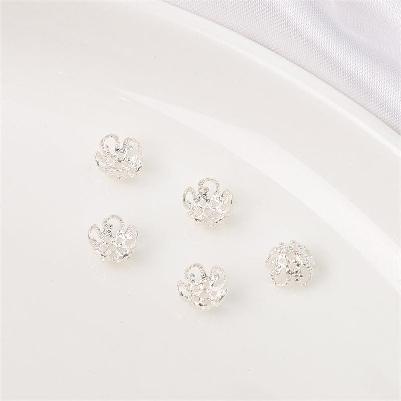 14K Gold Filled Flower Cap Bracelet DIY Jewelry Accessories with White Gold Beaded Spacers