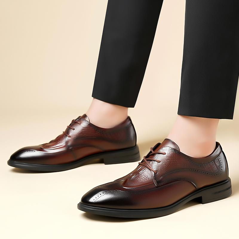 Men Dress Shoes Elevator Shoes lace up oxfords brogue Platform Business Casual Man Shoe Moccasins business wedding shoes men