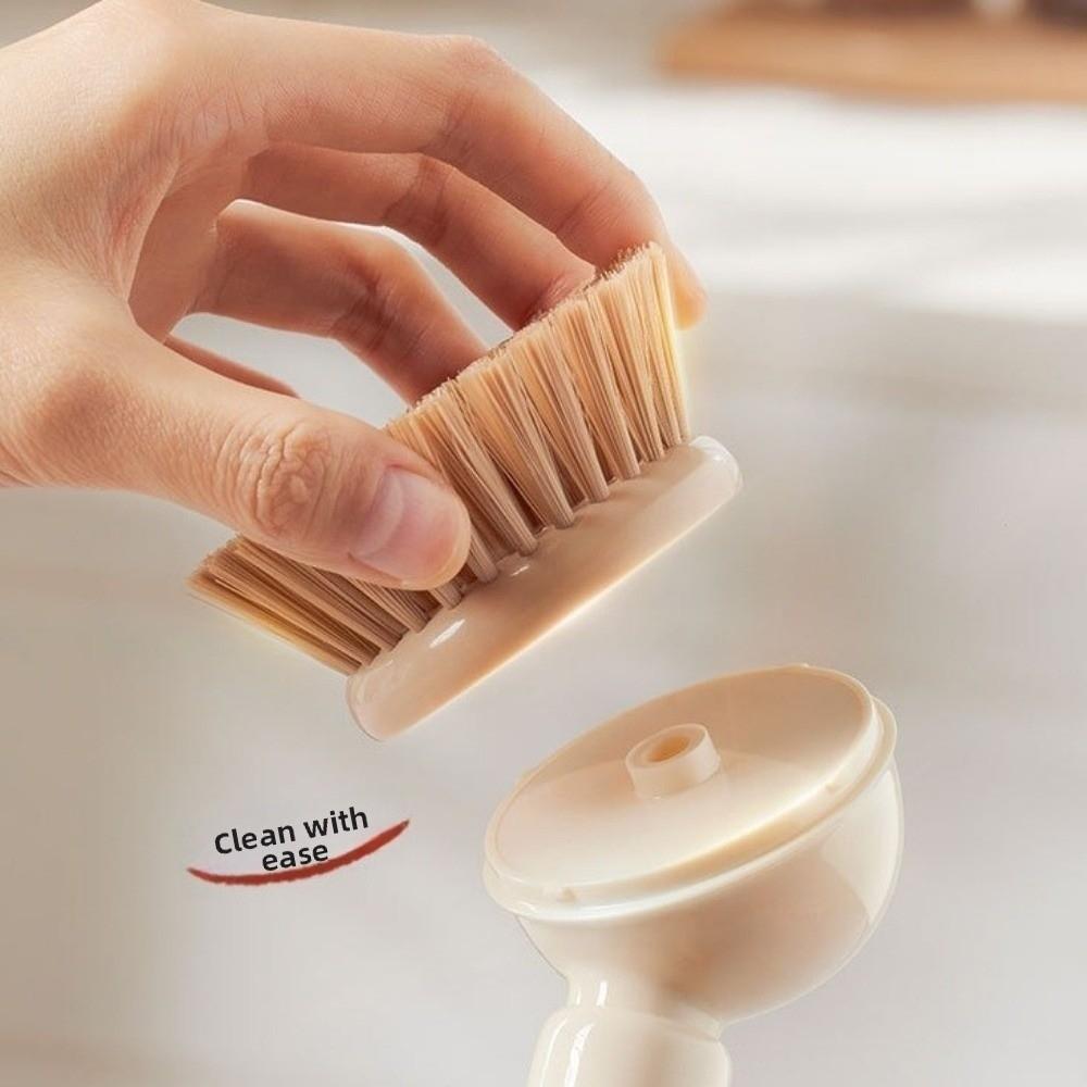 Plastic Material Dish Brush With Detergent Dispenser Pot Brush Scrub Brush  Cookware Cleaning
