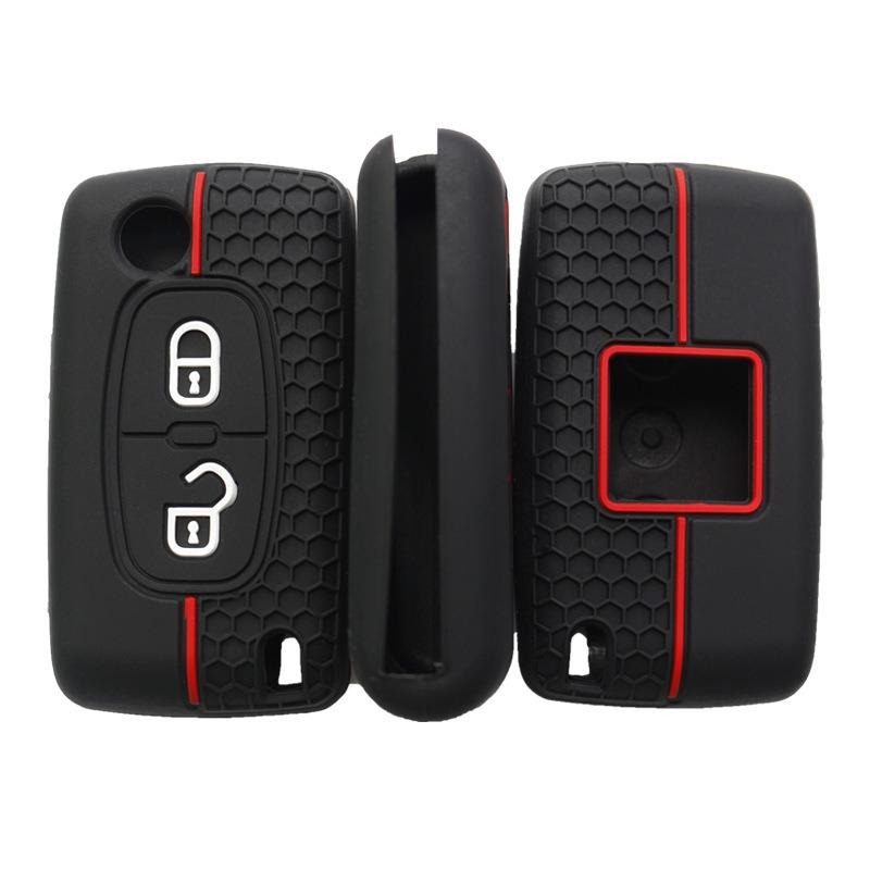 Silikon Klapp-Fernbedienung Auto Schlüsselhülle Abdeckung für C2 C3 C4 C5 C6 Xsara Berlingo Peugeot 207 307 308 407 607 807 Schutz Fob