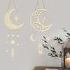 Religious Holiday Decoration Cultural Event Ornament Elegant Wood Moon and Star Hanging Pendant for Home and Mosque Use