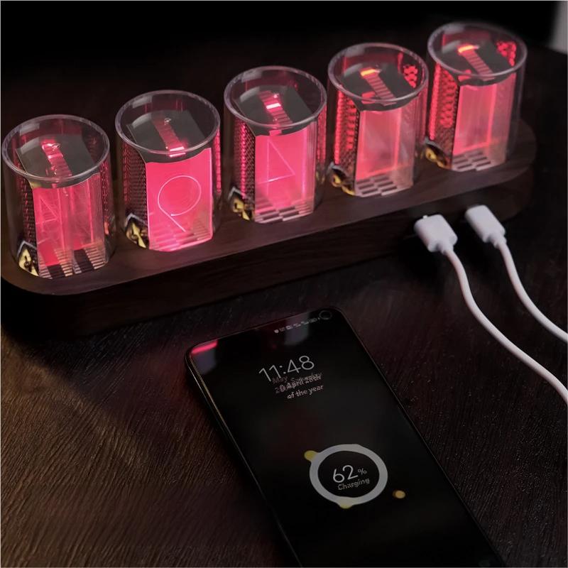 Bestseller RGB Simulation Nixie Tube Clock Retro Electronic Creative Desktop Ornaments Acrylic LED Tube Digital Desk Clock