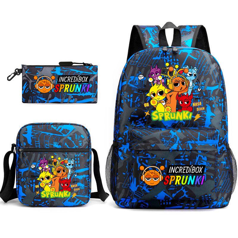 New Game Merchandise Primary School Bag Rhythm Box Sprunki Cartoon Starry Sky Backpack 3-piece Set L