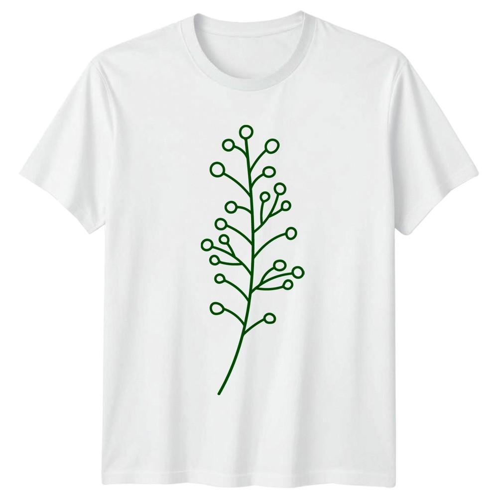 Hand Drawn Leaf Branch Art Unisexs TShirt Botanical Nature Birthday Gift For S