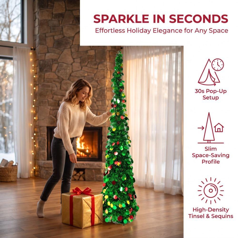 Foldable Pencil Christmas Tree Colorful Christmas Decor Retractable Christmas Tree Christmas