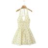 Elegant Printed Halter Dress - European & American Style, Versatile & Fashionable