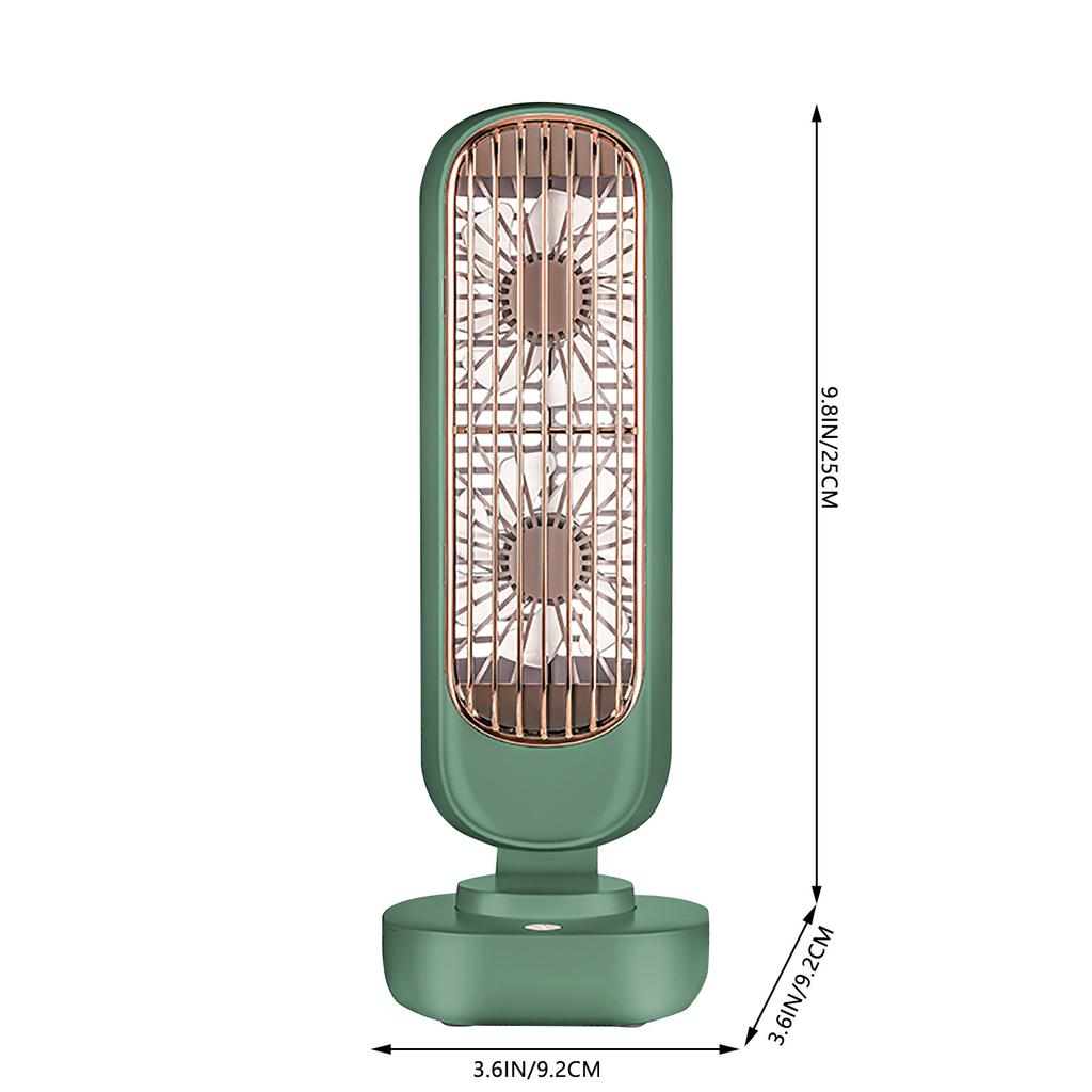 Retro Double-Leaf Tower Fan,Desktop Fan Vertical Portable Charging USB Small Fan