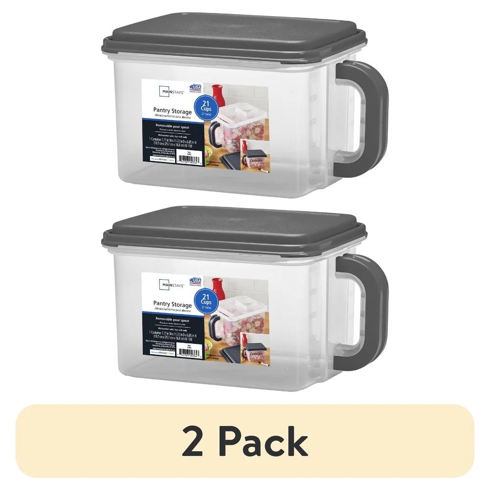 

Набор из 2 средних контейнеров для хранения продуктов с ручкой и носиком для насыпания, не содержащих БФА, из прозрачного пластика, штабелируемые, идеально подходят для хлопьев, риса, бобов, макарон United States