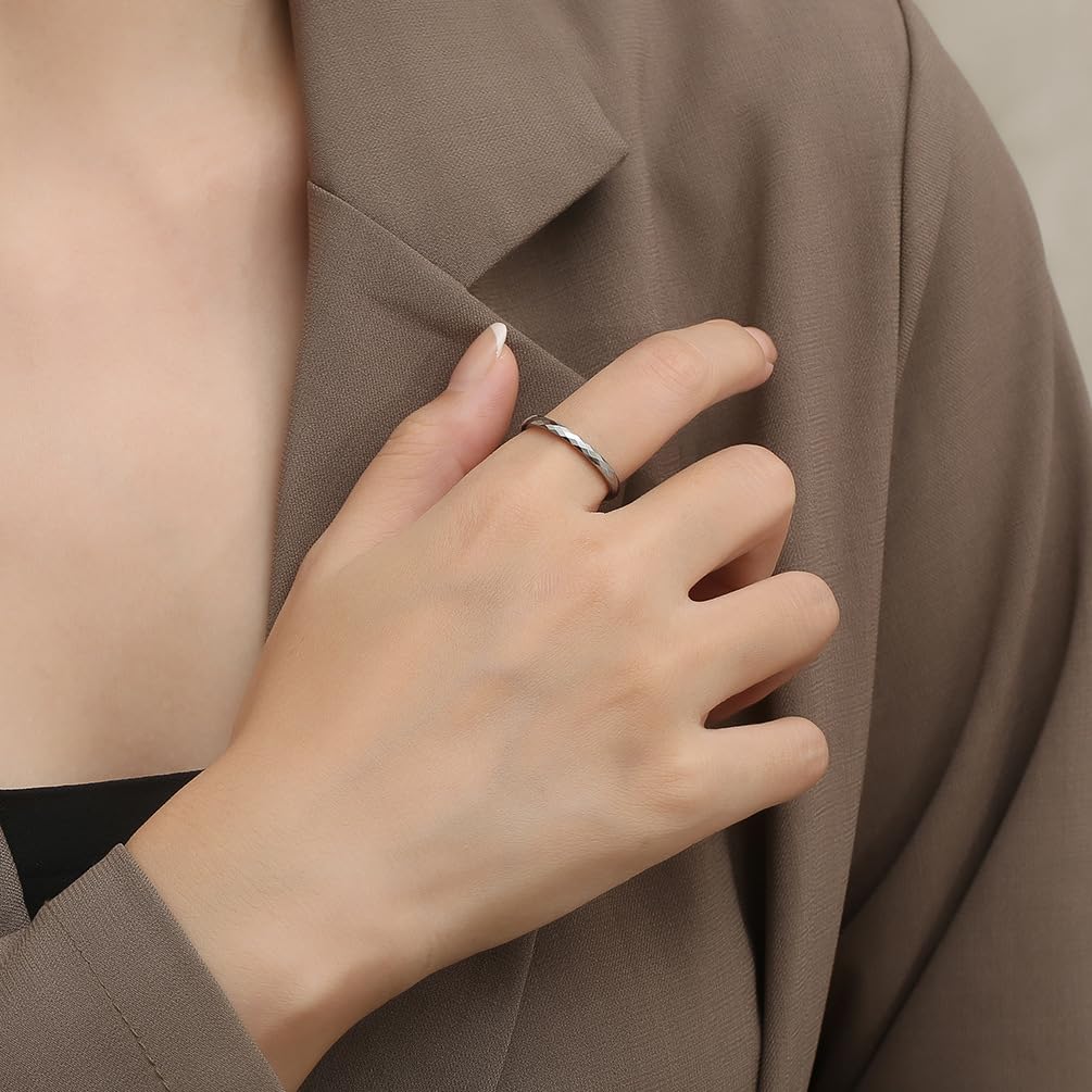 Smykker enkel wolframring størrelse 2mm lillefinger speil matt ring valgt av forlovede [Rockyu] merke, ring, herre, dame, sølv, 10, diamantformet,