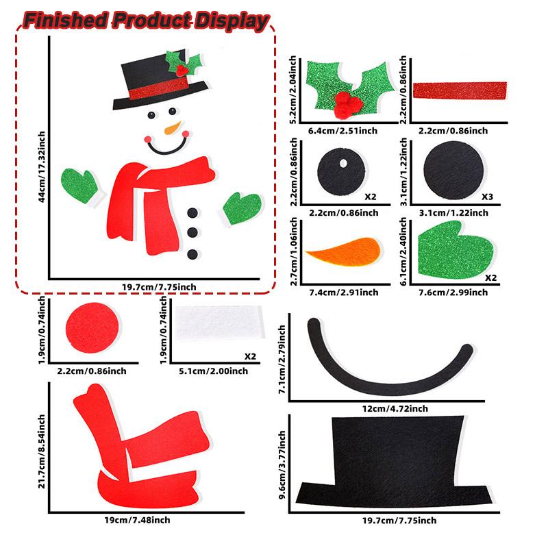 Christmas Decorations Sticker Non-Woven Elk Christmas Tree Snowman Door Stickers DIY Felt Window Wall Sticker Christmas Supplie