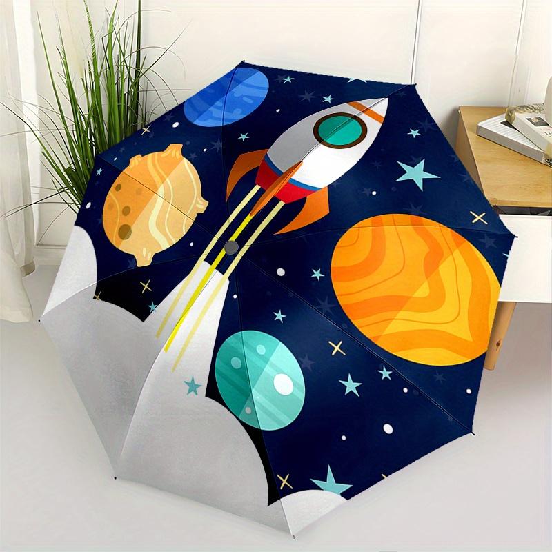 

Rocket,Space Automatic Folding Umbrella 8 Ribs Lightweight Design, Durable Iron Frame, Compact and Portable, Ideal Birthday or Christmas Gi