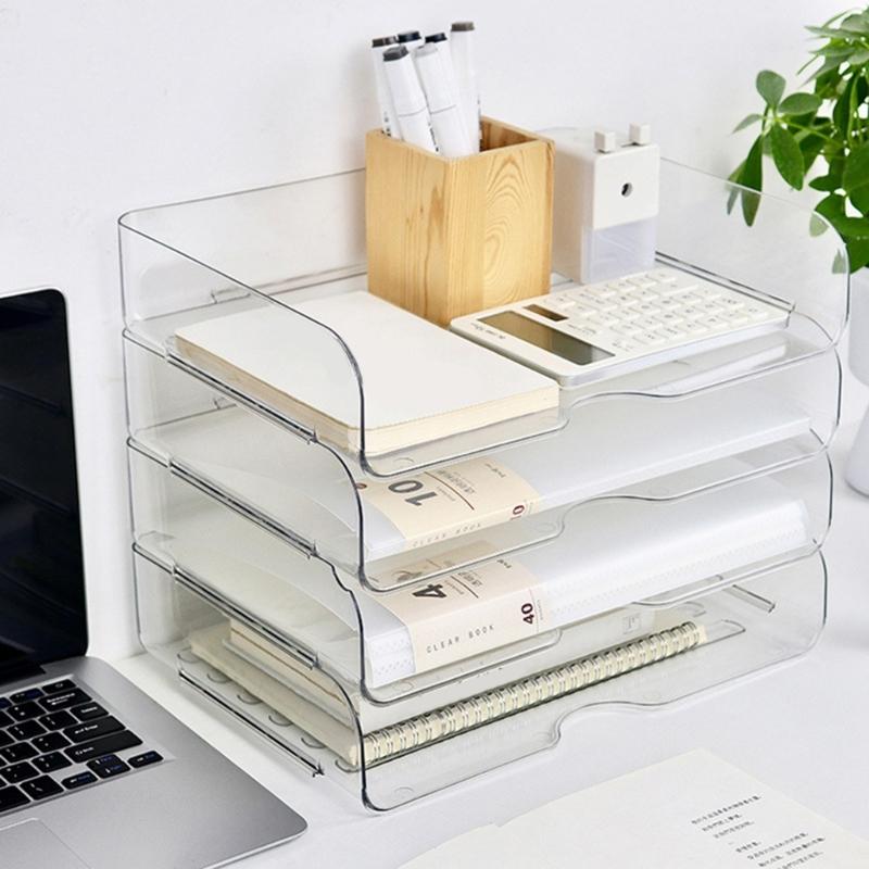 Stackable Paper Letter Tray Stacking File Letter Tray Space Saving Desk Document Organiser for School Office Supplies