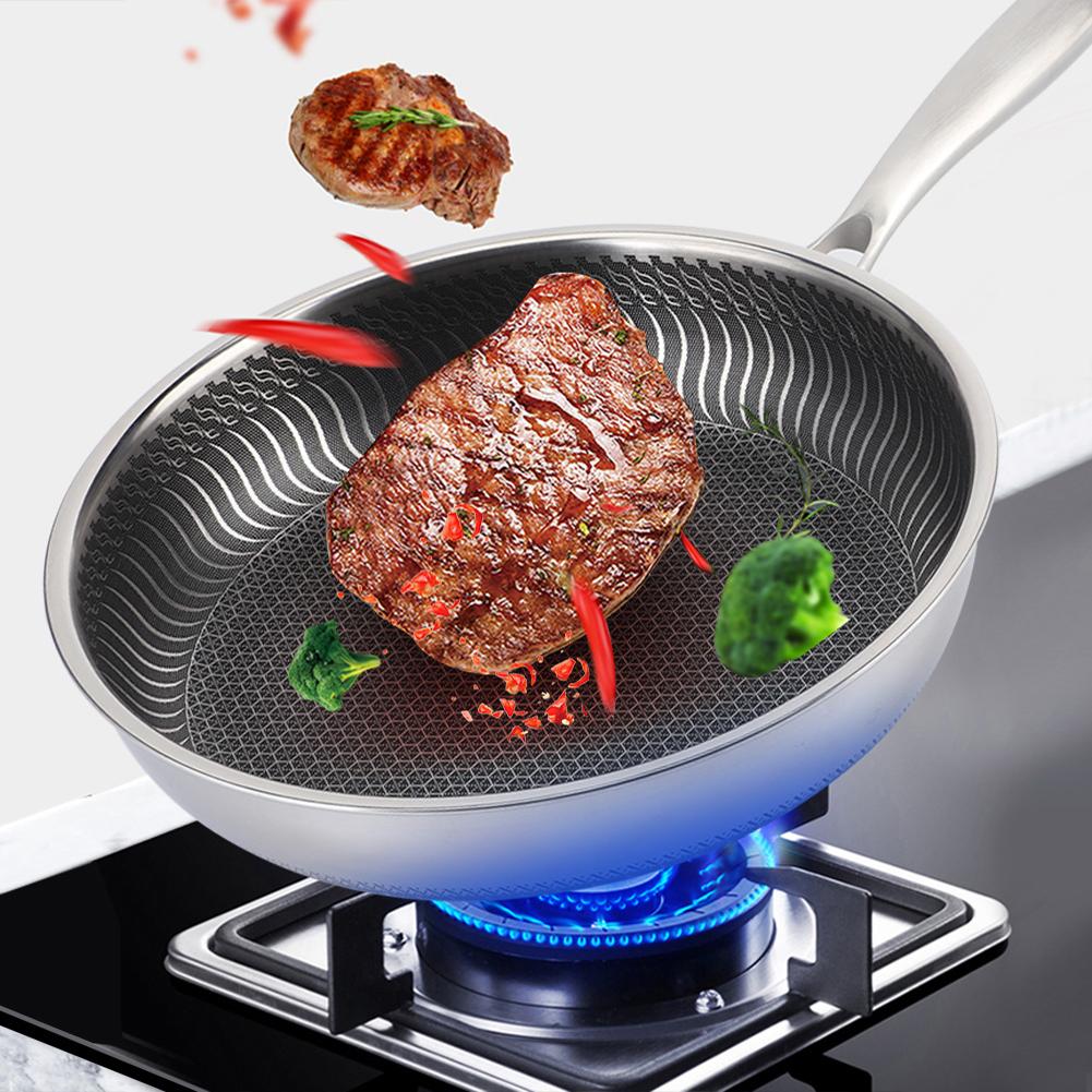 Haushalt 304 Edelstahl Ei Kochen Bratpfanne Antihaft-Topf Küchenutensilien 28cm