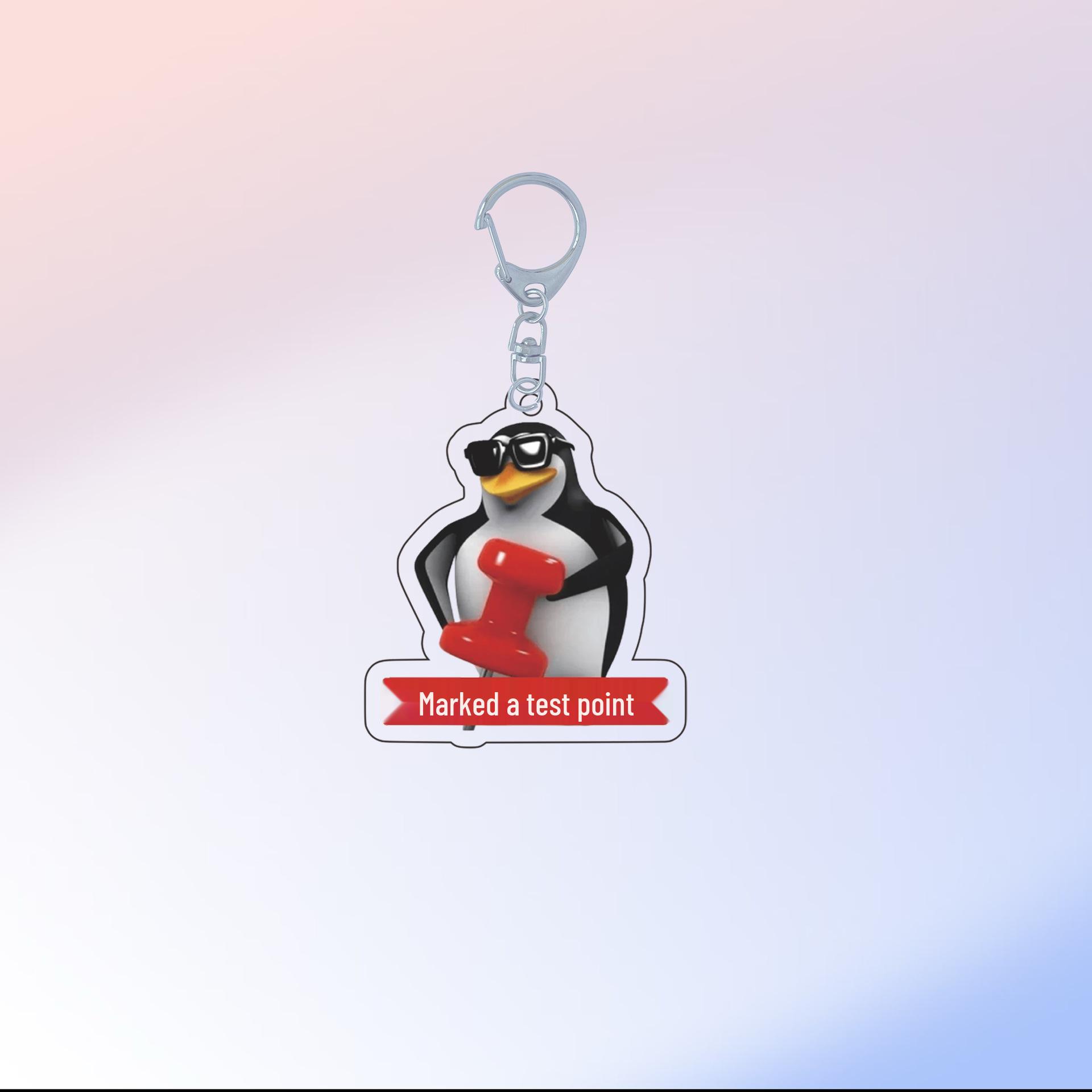 Noble Penguin Double-Sided Acrylic Pendant Keychain - Cute Student Backpack Charm