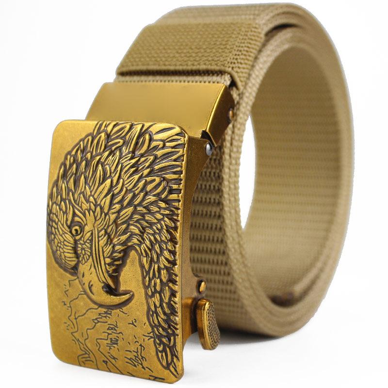 Belt, Men's Automatic Buckle Toothless Business Casual Men's Belt, Young People's Personality Trendy Nylon Canvas