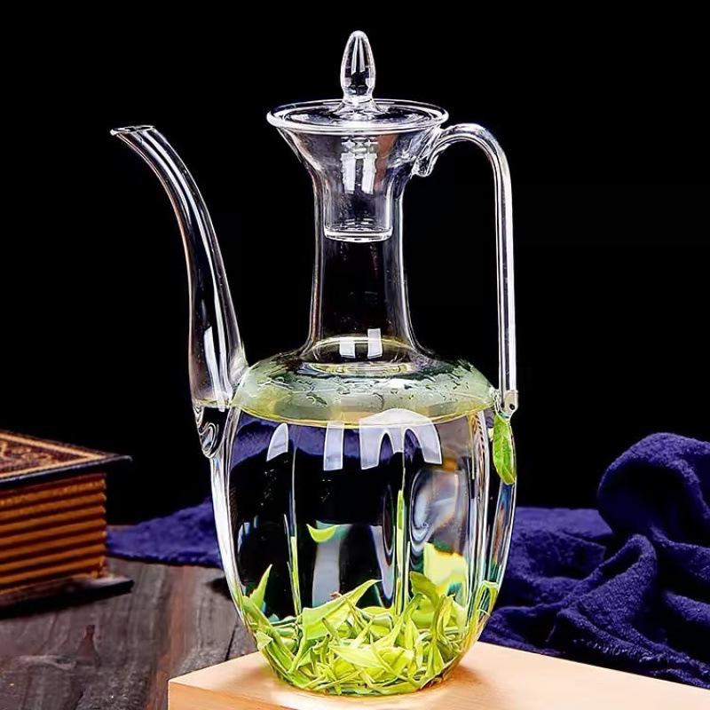 Handmade Song Dynasty Style Teapot with Electric Ceramic Stove and High-Temperature Resistant Glass Kettle.