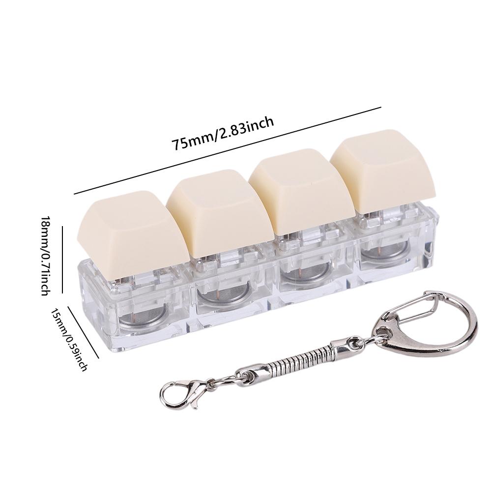 4 Keys Keyboard Fidget Toy Keychain Decompression Toys with LED Light Keyboard Clicker Toy DIY Button Stress Relief for Adult