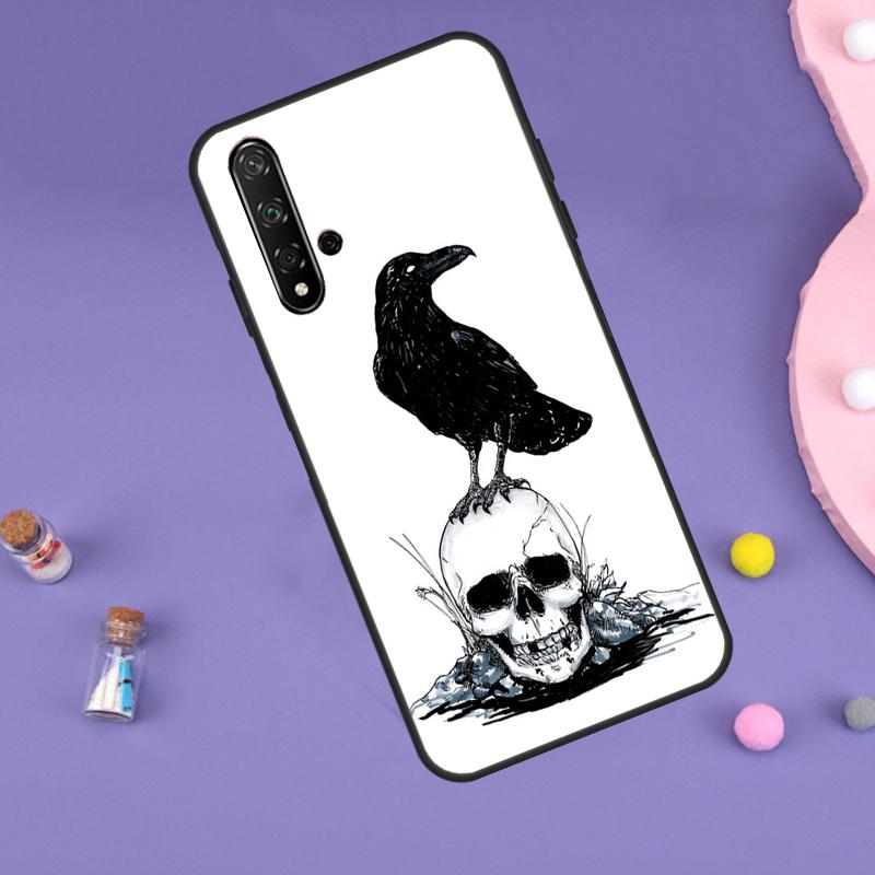 Crow Raven Dark Skull Case For Huawei P30 P20 P40 Lite Nova 5T 11i 8i 3i 9 10 SE 11 Pro Y90 Y70 Y61 Y60 Y91 Cover