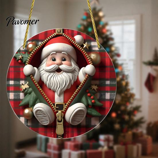 Indoor Holiday Home Ornaments Double-sided Acrylic Christmas Hanging Ornaments, Xmas Cartoon Snowman/Penguin/Gingerbread Man/Santa Claus Lightweight