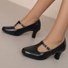 Fashion Elegant High Heels Pumps Woman Elegant Mary Janes Shoes Large Size 45 T-straps Black Nude Women's Heeled Party Wedding Shoes
