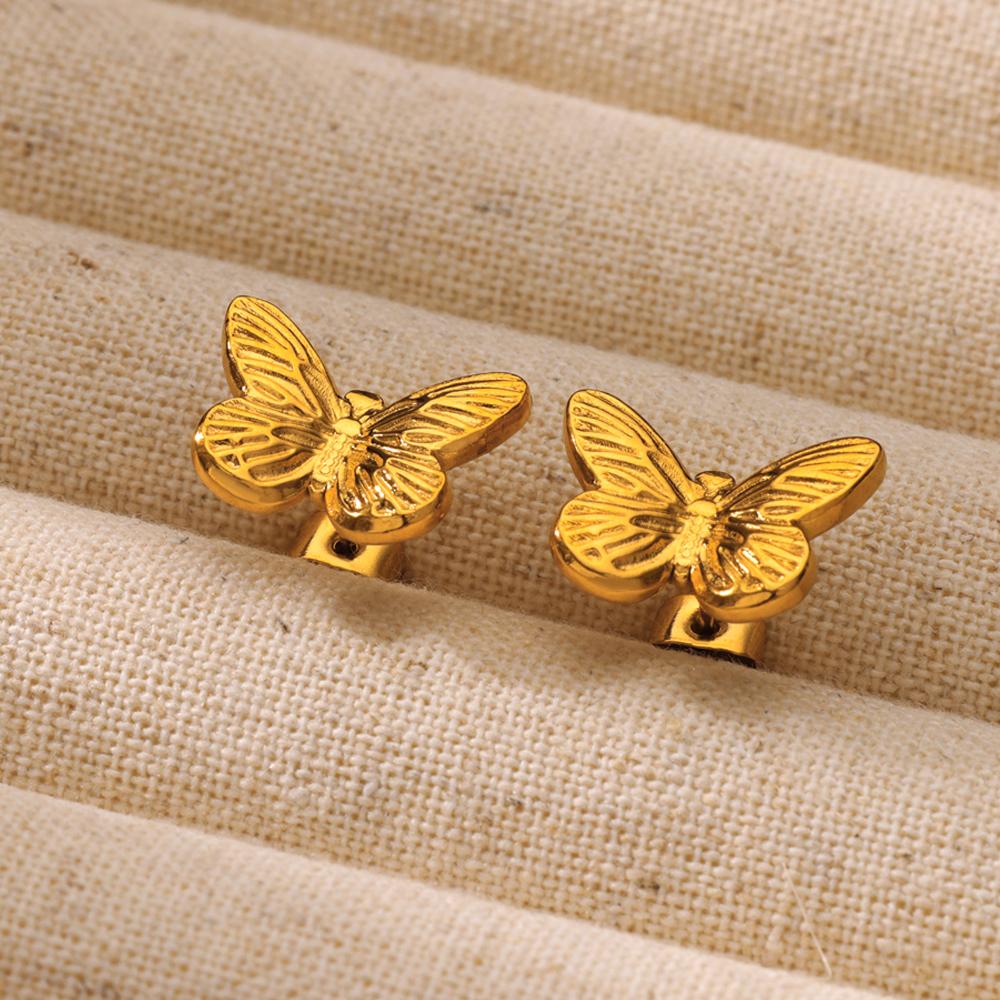 Vintage Butterfly Stainless Steel Earrings For Women Gold Color Aesthetic Earring Wedding Christmas  Jewelry Accessories