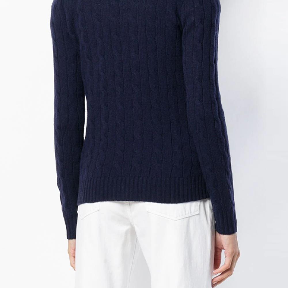 Polo Ralph Lauren FW21 Logo Solid V-Neck Knit Sweater Women Sweater Blue 211508656-009