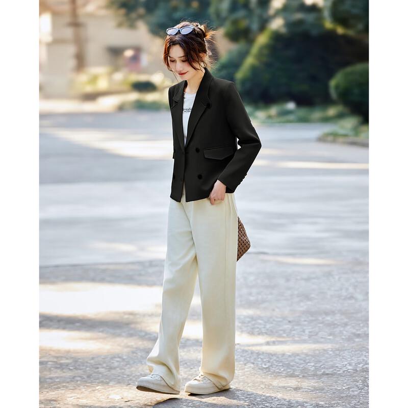 TERRE BLEUE Women's Double-Breasted Commuter Blazer
