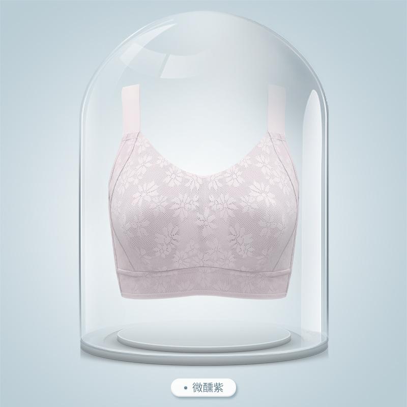 Traceless big breasts, small underwear, women's full cup, no steel ring, anti-bumping rabbit ears, thin styles, double breasts, large size bra.