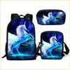 Grasland Pferdemuster dreiteiliges Rucksack-Federmäppchen-Umhängetaschen-Set lässig 3D-bedrucktes Rucksack-Set