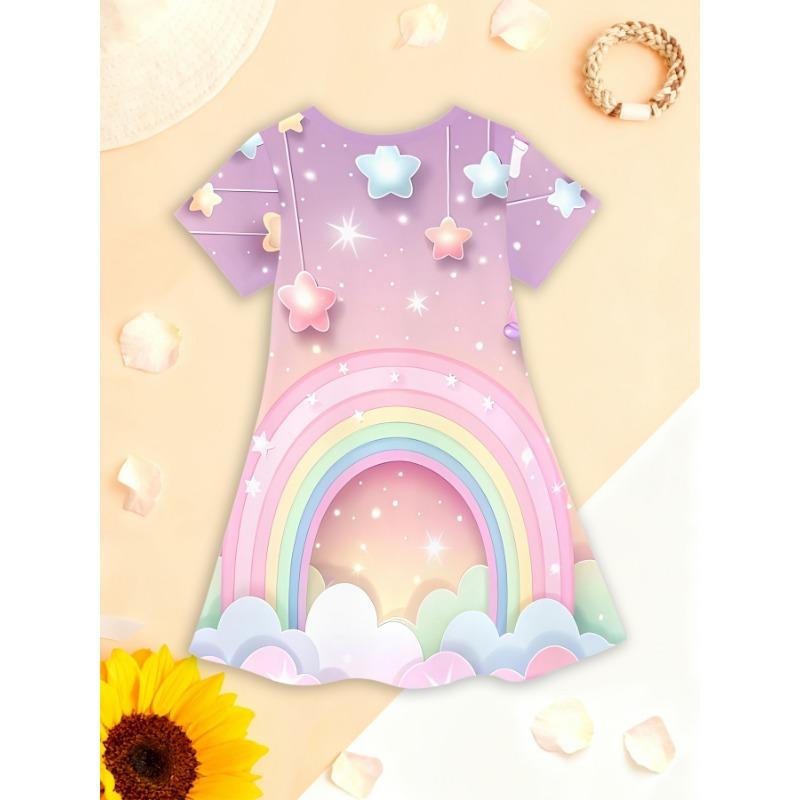 Girls' Dress, Suitable for Parties And Everyday Wear, Sweet Princess Dress, Lightweight Spring And Summer Outfit,